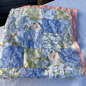 Handmade baby or lap blanket . Patchwork quilted